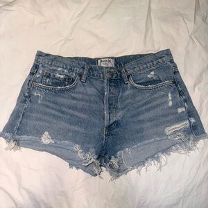 Agolde Faded Light Blue Distressed Denim Cutoff Park Swapmeet Shorts